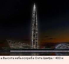 Высота небьоскреба Охта Центра - 403 м